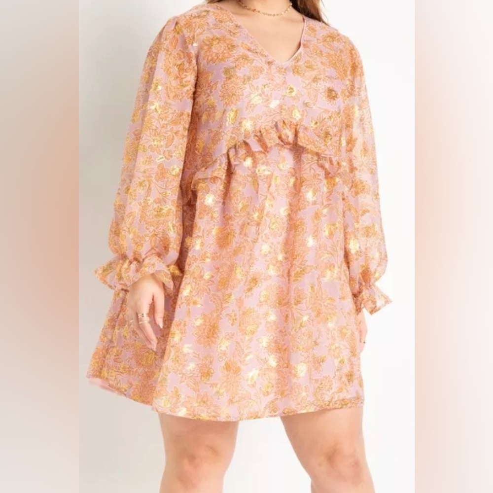 Clipped Jacquard Ruffle Mini Dress